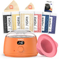 KeShi Waxing Kit for Women and Men, Digital Wax Warmer with 6 Bags Hard Wax Beads, at-Home Hair Removal Wax Kit for Full Body, Face, Eyebrow, Bikini, Legs, Brazilian & Sensitive Skin(Vital Orange)