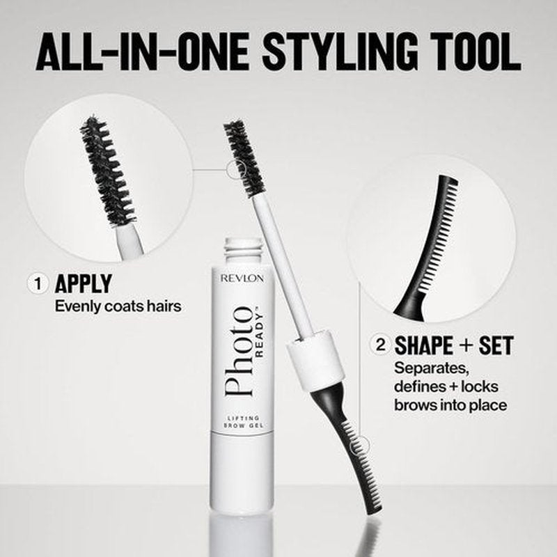 Revlon PhotoReady Brow Gel - Tinted Eyebrow Lamination with Spoolie Brush, 801 Clear, 0.23 fl oz