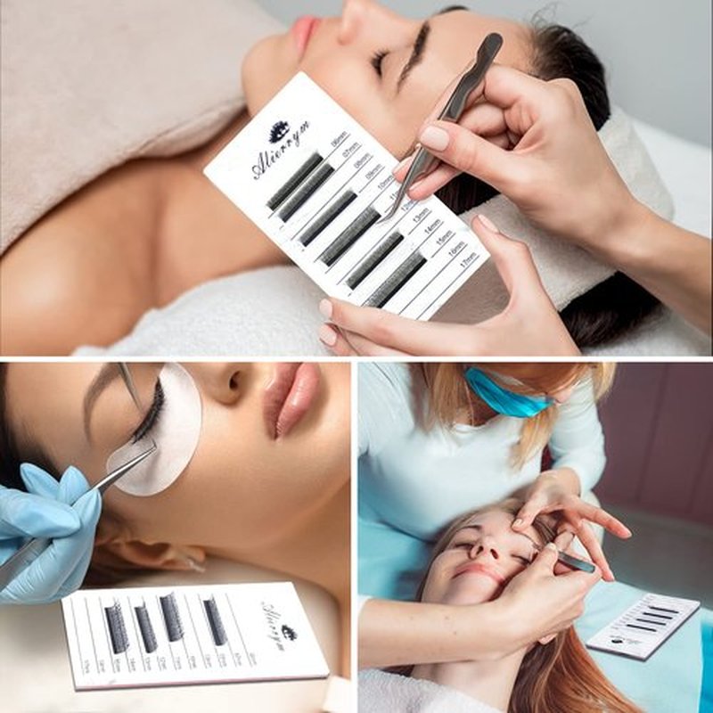 Alierrym Premium Eyelash Extension Tray Lash Applicator Reusable Glass Tile & Pre-Measured Guided Step-by-Step Lines for Easy Application (L)
