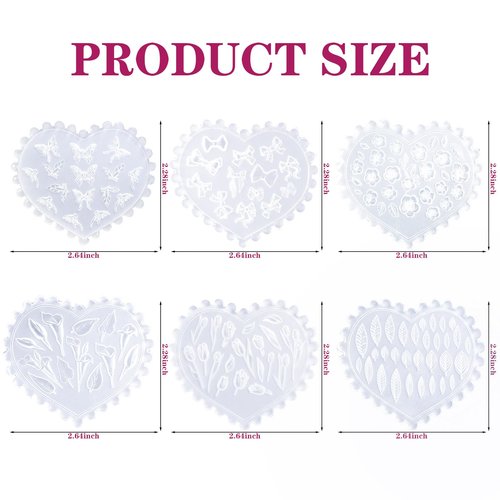 6Pcs 3D Silicone Nail Molds, Flowers Nail Charm Butterfly Nail Art Silicone Mold Spring Flower Nail Charms Resin Molds with 121 Patterns Nail Art for Women Accessories Nail Supplies, Earrings