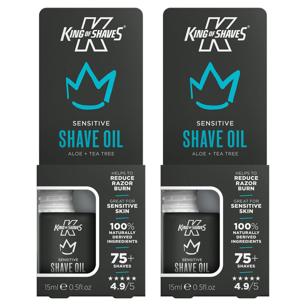King of Shaves Sensitive Shave Oil for Men Aloe Tea Tree 2 x 0.51 fl oz