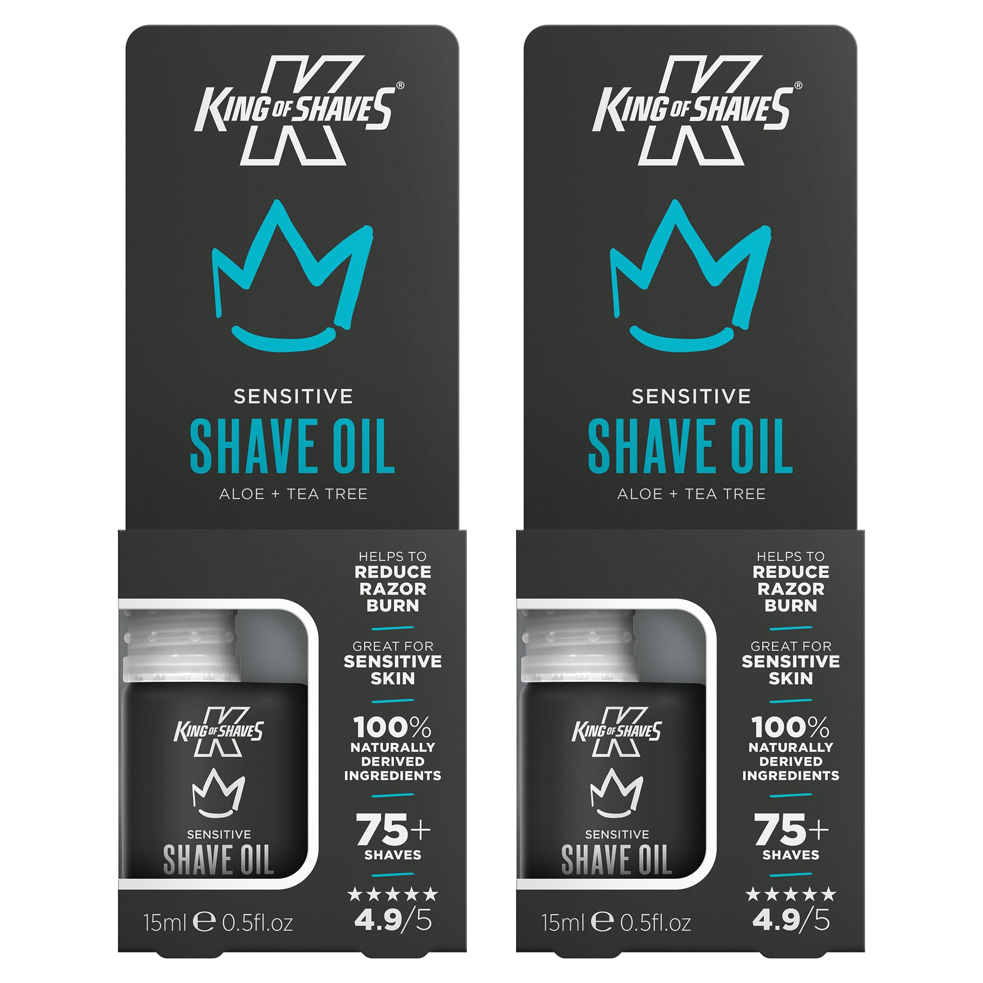 King of Shaves Sensitive Shave Oil for Men Aloe Tea Tree 2 x 0.51 fl oz