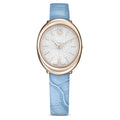Swarovski Imber Watch, Swiss Made, Leather Strap, Blue, Champagne Gold-Tone Finish