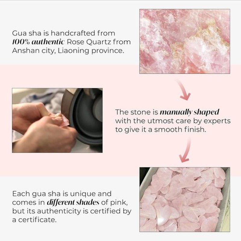 PLANTIFIQUE Rose Quartz Gua Sha Tool - Anti-Aging Face Massager & Jawline Shaper for Skincare