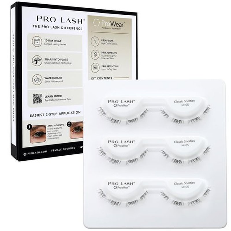 Pro Lash ProWear Professionally Styled Lash Clusters - Easiest to Apply Eyelash Cluster - 10 Day Eyelashes - Waterproof Lashes Clusters - 3 Sets - Classic Shorties No. 05 - Black