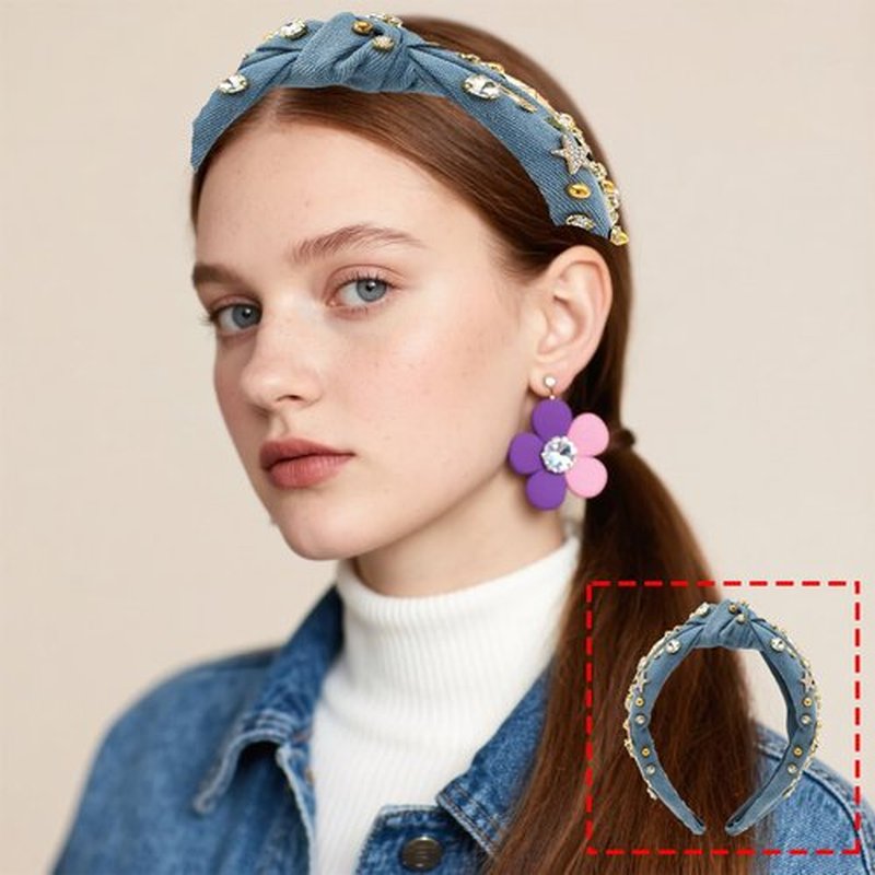 Feeldeal Western Cowgirl Headband for Women, Birthday, Christmas Gifts & Stocking Stuffer for Country Lovers – Crystal Knot Hairband, Cowgirl Hair Accessories