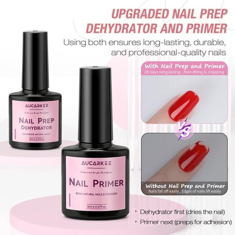 Acrylic Nail Kit – Professional Clear Acrylic Powder and Liquid Set with Nail Brush, Nail Prep Dehydrator and Primer- Beginner-Friendly DIY Kit