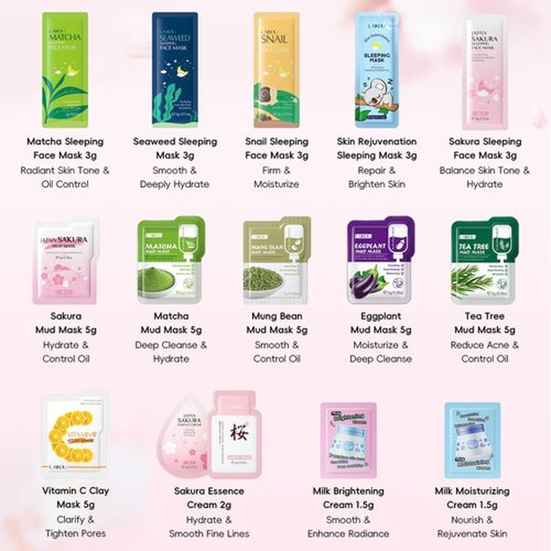 LAIKOU Face Mask，Skin Care Set, Skin Care Mask Set, Gifts for Women, Travel Size Toiletries Mother's Day Christmas Birthday Valentine's Day Mom Daughter Teen Girls Wife Lover Sister Friends 24pcs
