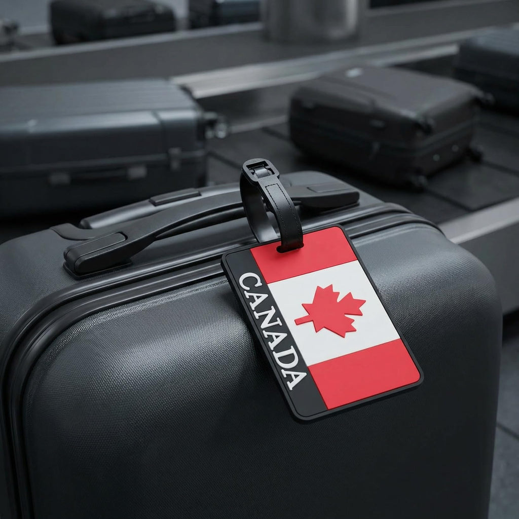 Didiseaon Luggage Labels for Suitcases - 2 Pack Canadian Flag PVC Baggage Identifier with Privacy Card, Lightweight Suitcase Markers with Secure Strap for Luggage Backpack Handbag