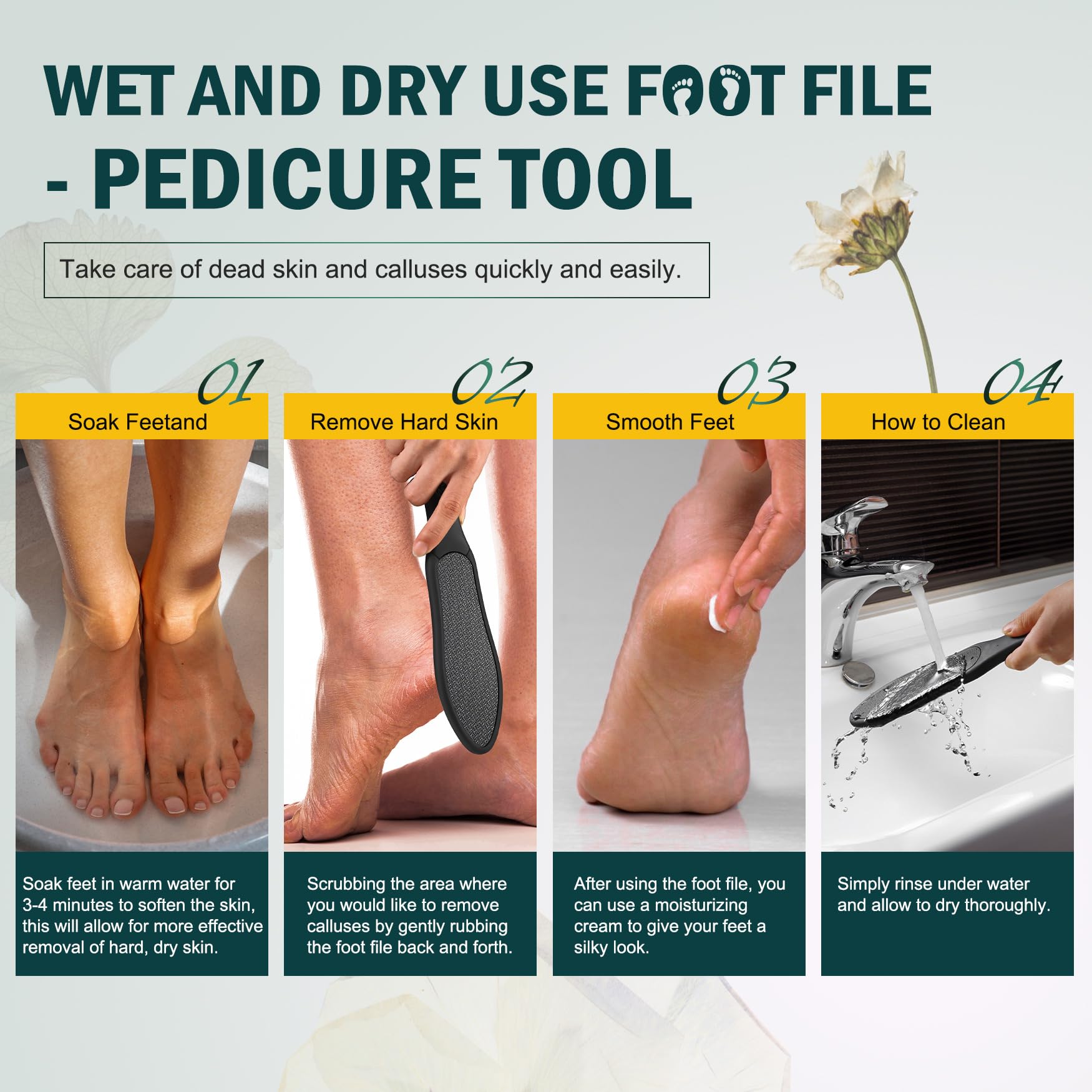 FVION Double-Sided Nano Glass Foot File for Callus Remover - Highly Effective Hard and Dead Skin Remover for Cracked Heels and Dry Skin (Black)