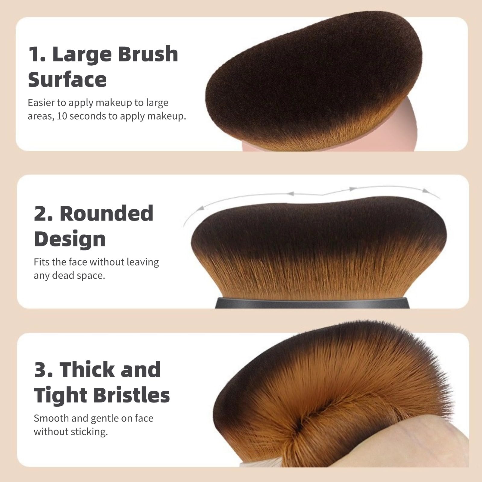Self Tanner Brush, Large Tanning Brush for Face and Body, Tanning Mitt Bronzer Brush for Self Tan, Kabuki Leg Makeup Brush Multifunctional Self Tanning Applicator (Gold)