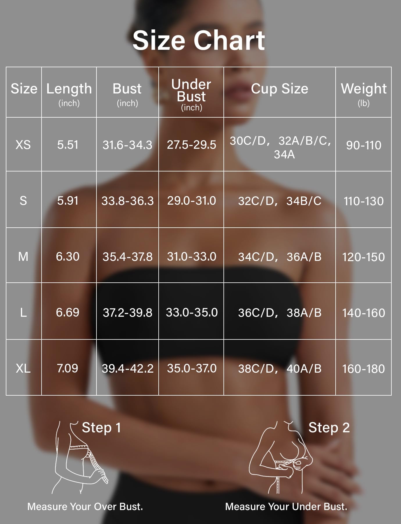 VOYJOY Impact Bandeau Bra Workout Strapless Basic Tank Top Adjustable Back