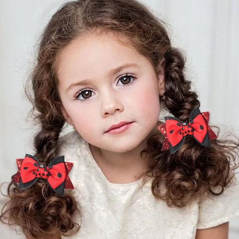 Ladybug Hair Clips for Girls Cute Hair Bow Clips Back to School Hair Clips Red Black Hair Barrettes Animal Bow Summer Hair Clip First Day of School Hair Pin Hair Accessories for Hair Decoration 2Pcs
