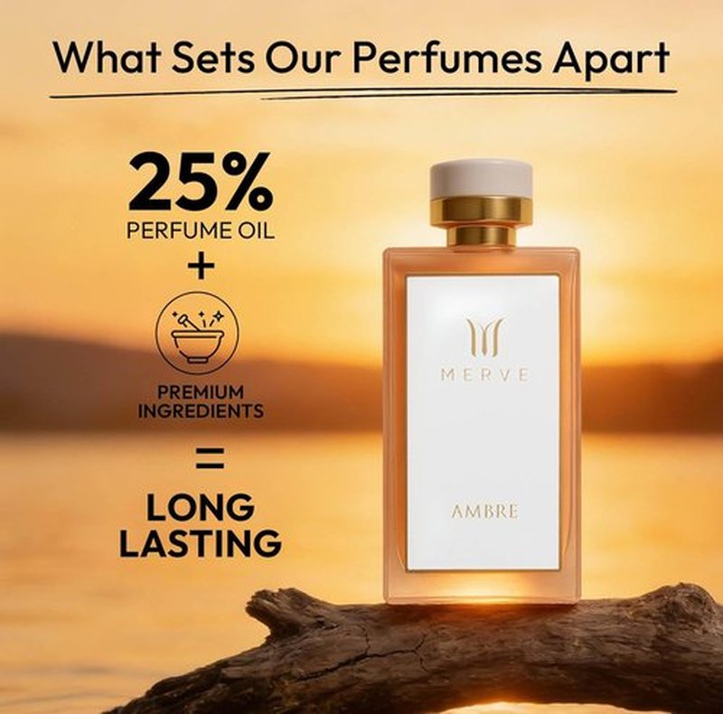 Merve Ambre Perfume for Women - Long Lasting Jasmine & Honey Fragrance | 3.4 oz Eau de Parfum