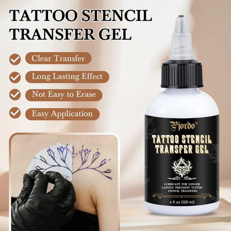 Pjordo 2PCS Tattoo Stencil Transfer Gel Solution, 8oz Tattoo Transfer Gel for Stickers Paper, Stencil Magic Cream for Tattoo Artists & Beginners, Temporary Supplies