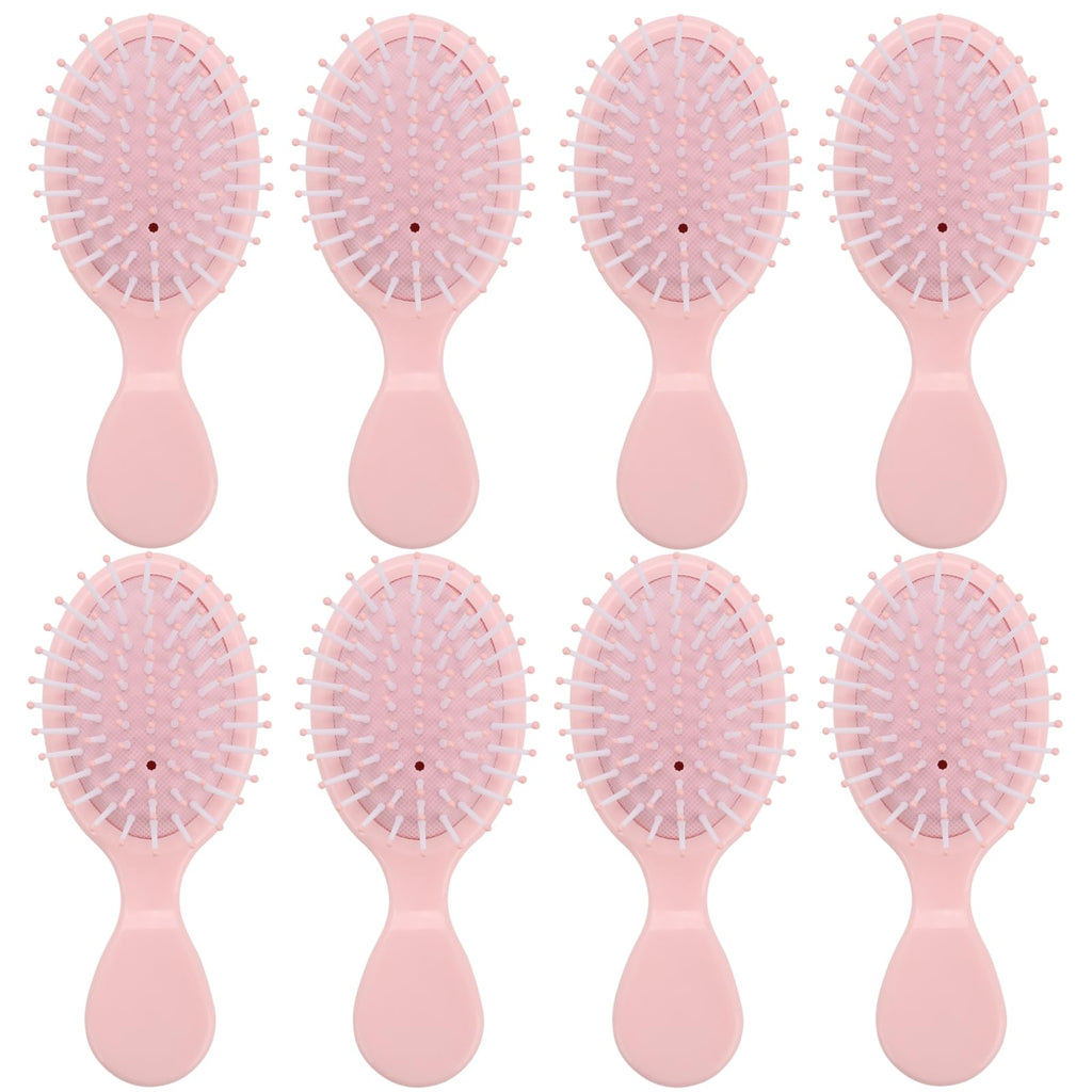 Bridesmaid Proposal Gifts - 8 Pieces Mini Travel Hair Brush Set, Cute Bachelorette Party Accessories for Wedding Favors (Pink)