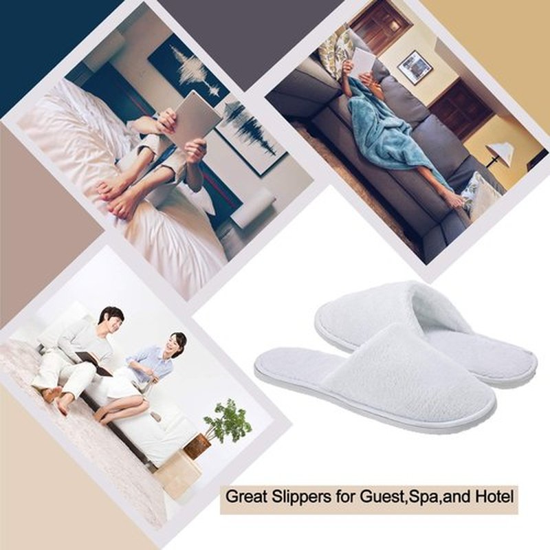 AhfuLife Spa Slippers 5 Pairs of Hotel Slippers, Disposable Closed-Toe Slippers for Guest, House Slippers Non-slip Unisex for Wedding, Party, Travel, Bedroom