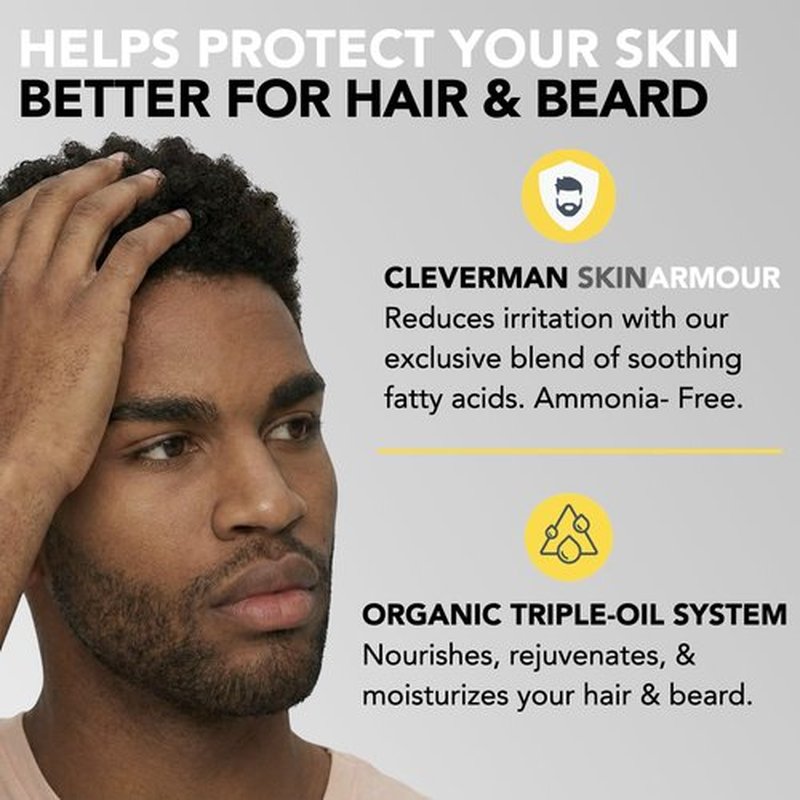 Cleverman Hair & Beard Dye Kit for Men, All-in-One Reusable Mens Hair Color, Natural Gray Coverage, Ammonia-Free Beard Mustache Dye for Men (Dark Brown for Black Men)