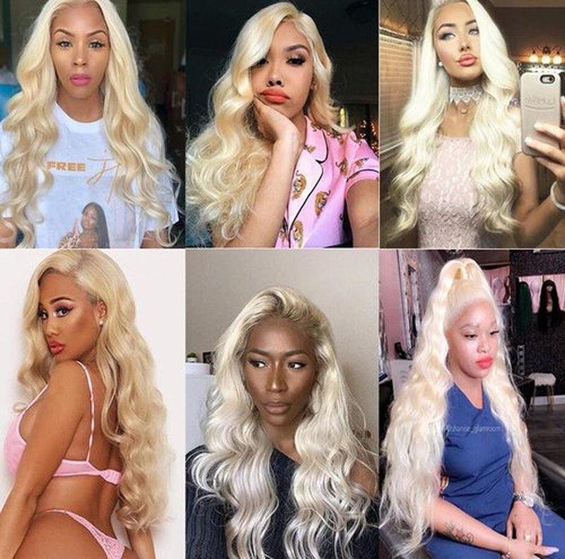 Blonde Bundles 613 Body Wave Bundles Human Hair 14 16 18 Inch Brazilian Virgin 613 Blonde Body Wave Bundle Double Weft Hair Extenisons 50 Gram Per Bundle