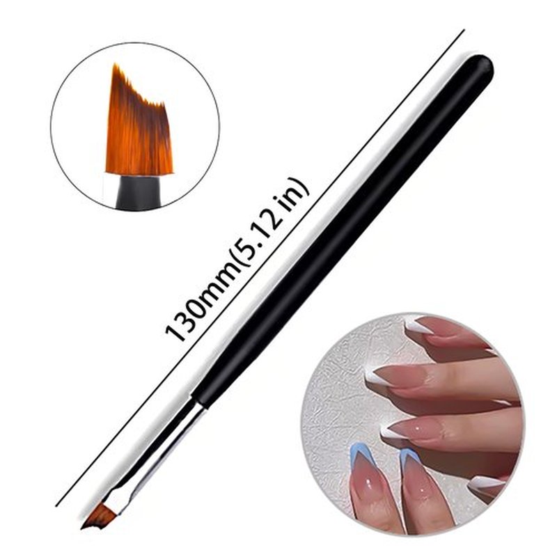 SILPECWEE 5Pcs Nail Art Brushes Double-Ended Nail Dust Brush And Ombre Nail Brush Nail Painting Kit French Manicure Brush Nail Design Pen Nail Art Supplies