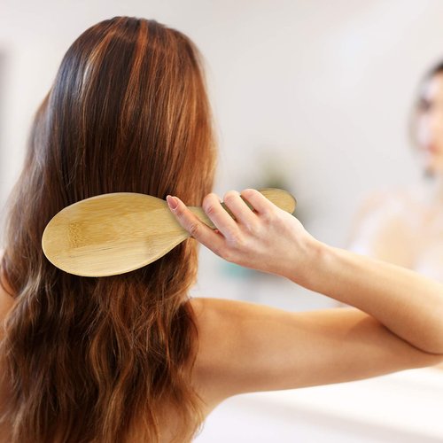 BOMEIYI 100% Boar Bristle Hair Brush Set (Medium). Soft Natural Bristles for Thin and Fine Hair. Restore Shine And Texture. Wooden Comb and Travel Bag Included.