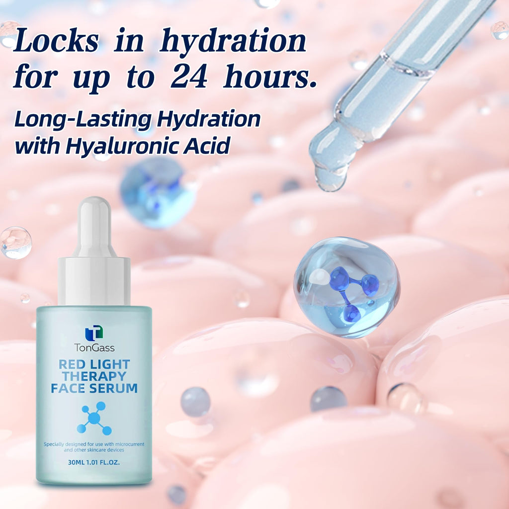 TonGass Hydrating Facial Serum for Face & Neck – Lightweight Absorbing Gel for Daily Moisture – Compatible with LED & Microcurrent Facial Tools – Smooth Skin Texture Enhancer - 2 Pack
