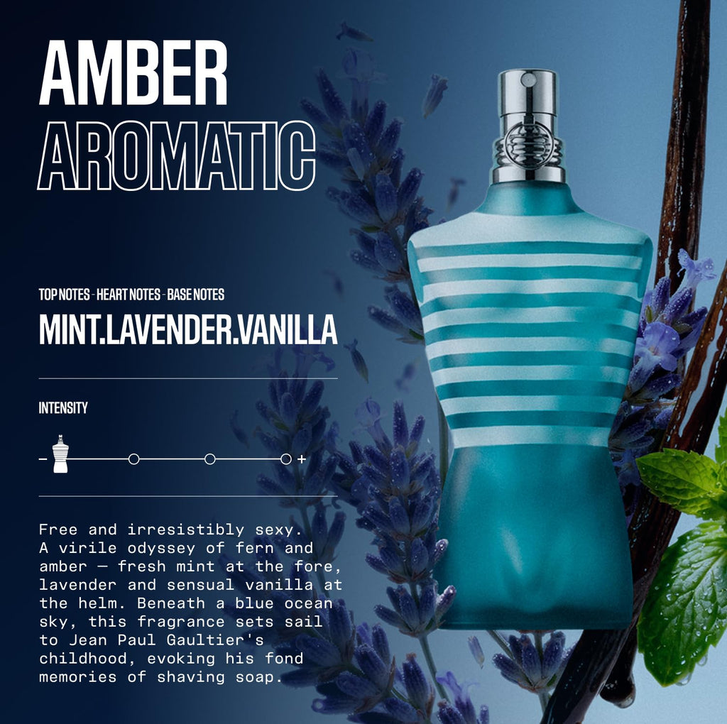 Jean Paul Gaultier Le Male Eau de Toilette - Long Lasting Amber Aromatic Cologne for Men with Fresh Mint, Lavender & Sensual Vanilla - Luxury Men's Cologne Spray, 6.8 oz