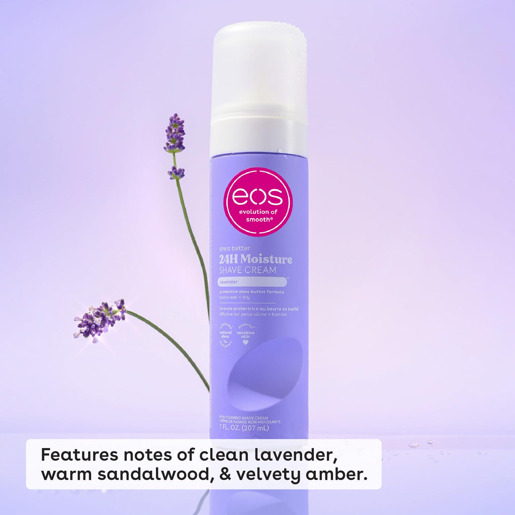 eos Shea Better Shave Cream- Lavender,Shea Butter,Aloe Vera,Moisturizing,Shaving Cream for Women,eos Shave-Cream,7 fl oz,(Pack of 4)