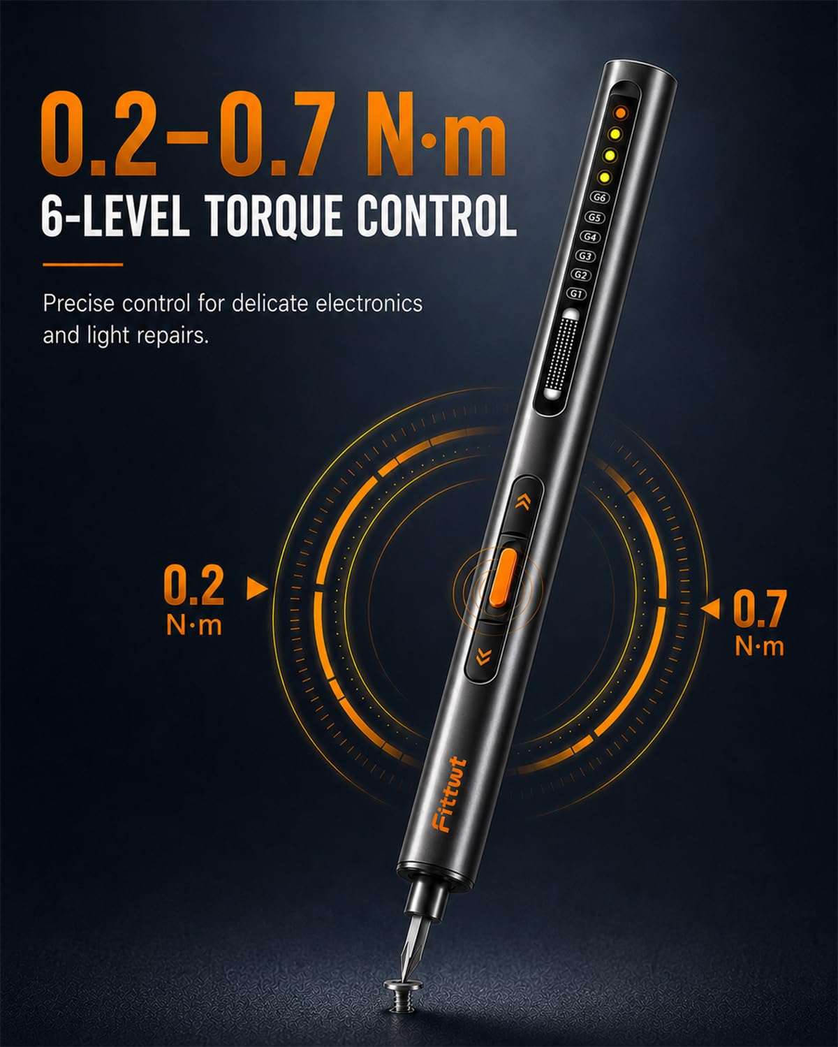Mini Electric Screwdriver Set with 6 Torque Levels,0.2 to 0.7 N.m Rechargeable Cordless Screwdriver Kit with 67 S2 Magnetic Bits, Precision Screw Driver with LED Light for Electronics Repair,PC,RC