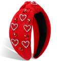 Palotay Red Heart Valentines Headband for Women Rhinestone Beaded Heart Headbands Valentine Day Hair Accessories Jewelry Gifts