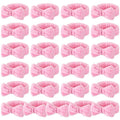 Wavyknot 25 Pcs Pink Spa Headband Bulk Pink Makeup Headbands for Washing Face Cute Bow Hairbands Soft Coral Fleece Hairbands for Women Face Skin Care Makeup Spa Gift Shower Yoga