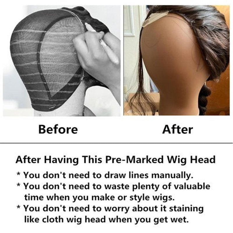 COMMGOAL Mannequin Head for Wigs with Guide Lines, Pre-Marked Wig Head for Wig Making and Styling, Suitable for Almost All Wig Stands, Sturdy for 10 Years, 22 Inch, Brown