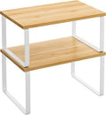 SONGMICS Kitchen Organizer Shelves - Set of 2 Stackable Spice Racks in Cloud White & Natural Beige