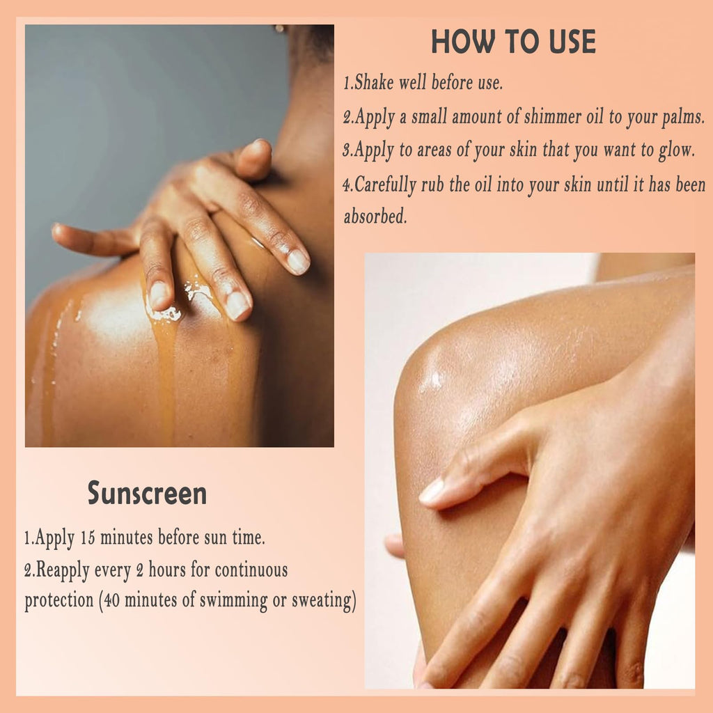 Body Glow Oil,SPF 45,Sunscreen Body Oil,Lightweight Glowing Lotion,Moisturizing Coconut Oils,Waterproof Non Sticky Texture Easy Absorb Shimmer Skin Moisturizer Beach Travel Essentials (#02 Rose)