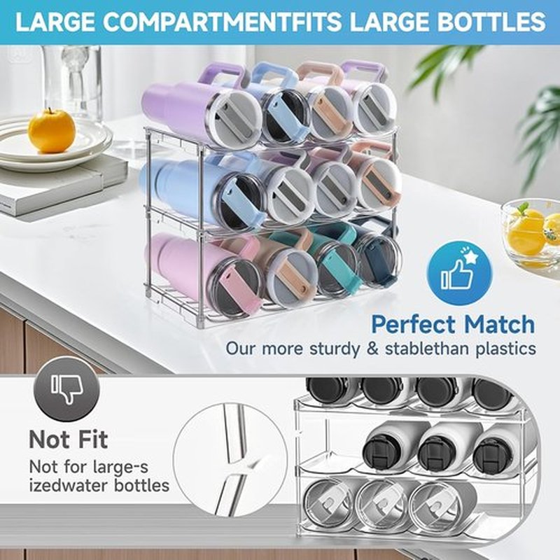 Stanley 40 oz Tumbler Water Bottle Organizer - Stackable Storage Rack for Kitchen | 3 Pack