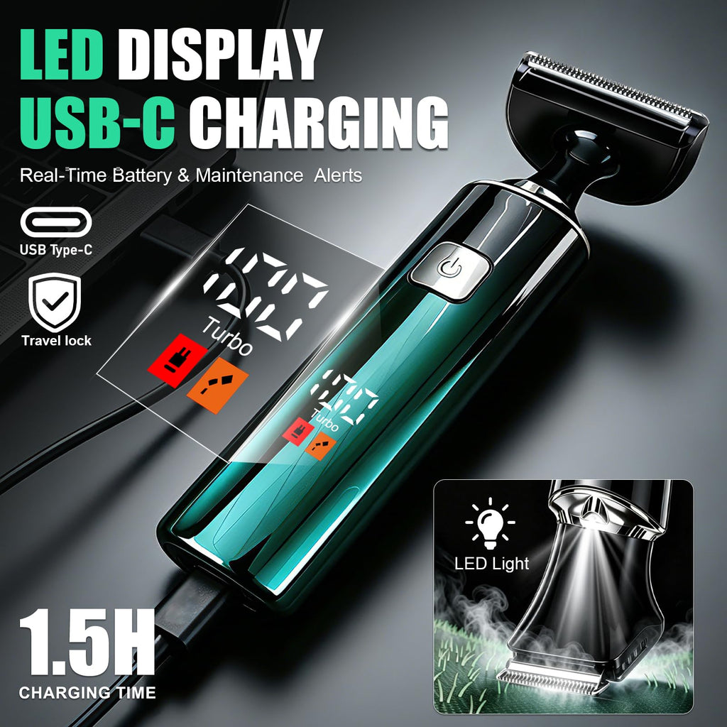 Back Shaver for Men, 5 in 1 Men Back Shaver with Long Handle, Green