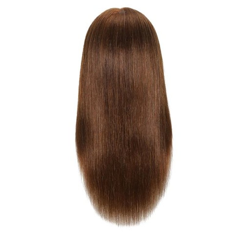 Female 100% Human Hair Mannequin Head Hair Styling Training Head Cosmetology Manikin Head Doll Head for Hairdresser with Free Clamp (brown) (16 Inch)