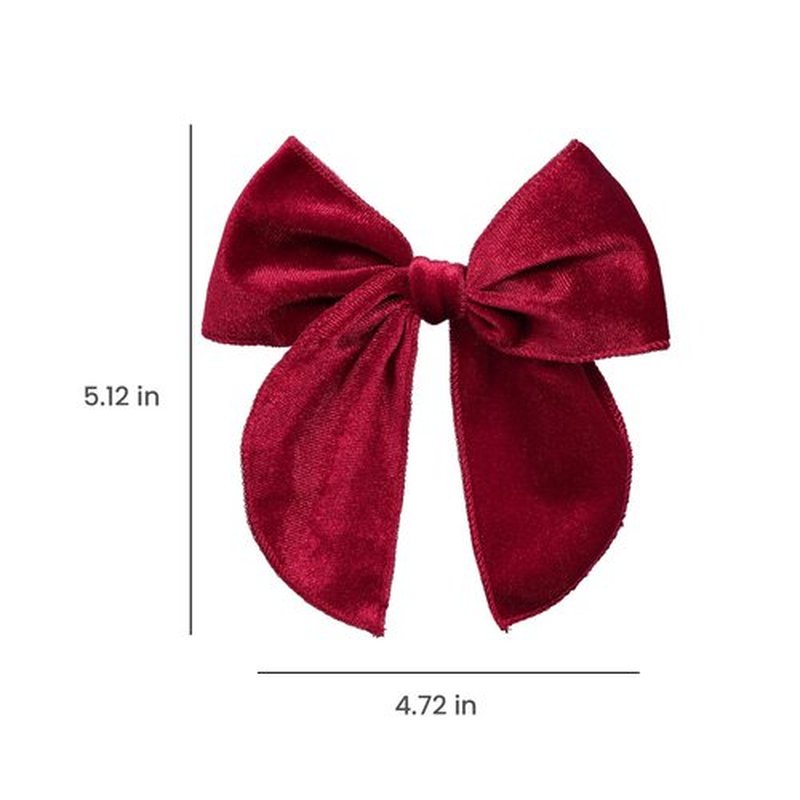 Dark Red Velvet Ribbon Hair Bows 2PCS 5inch Soft Burgundy Velvet Fable Bow Alligator Clips for Toddler Teen School Girls Kids Baby Christmas Ponytail Knot Bows Hair Accessories Gift