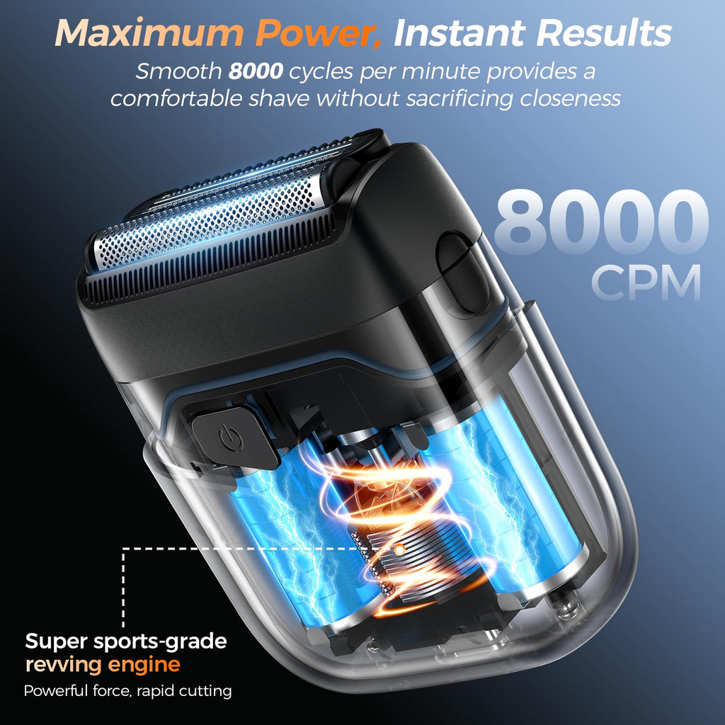VYLTO Electric Foil Shavers for Men- New Version Mini Electric Razor with 3D Floating Heads & Precision Blades, Portable Cordless Electric Shaver IPX7 Waterproof, LED Display & Fast Charge