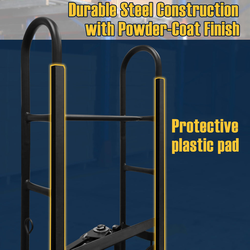 Olympia Tools Appliance Hand Truck, Heavy-Duty Furniture Dolly with Auto-Recoil Straps and Wheels for Moving Large Appliances, 1200 Lb Capacity, Black