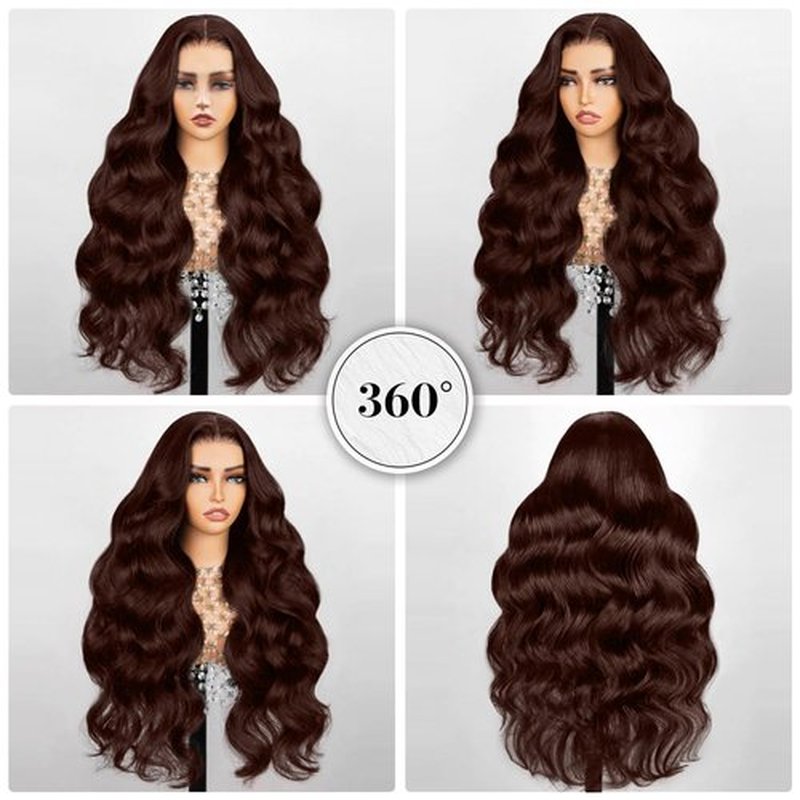 litmisr Chocolate Brown Lace Front 220% Density Brown Wig Human Hair 13x6 Hd Lace Front Wigs Human Hair Brown Pre Plucked with Baby Hair 26 Inch Brown Loose Body Wave Human Hair Wig for Women