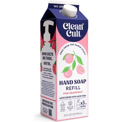 Cleancult Liquid Hand Soap Refill - Pink Grapefruit - Moisturizing Aloe Vera Formula - Eco-Friendly 32 oz