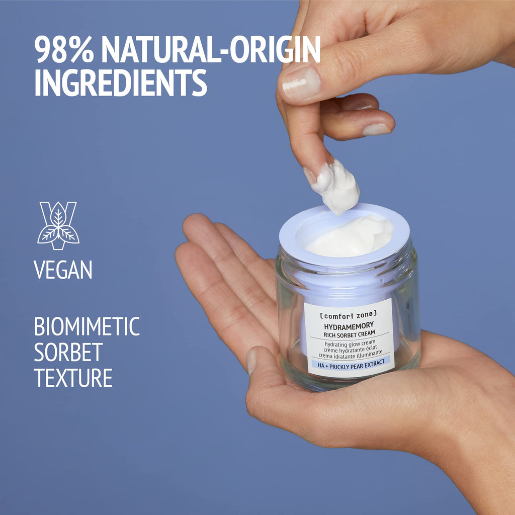 [ comfort zone ] Hydramemory Rich Sorbet Cream + Refill Set| Hydrating Glow Cream For Long-Lasting Moisturized, Firm And Radiant Skin | All Day Softness
