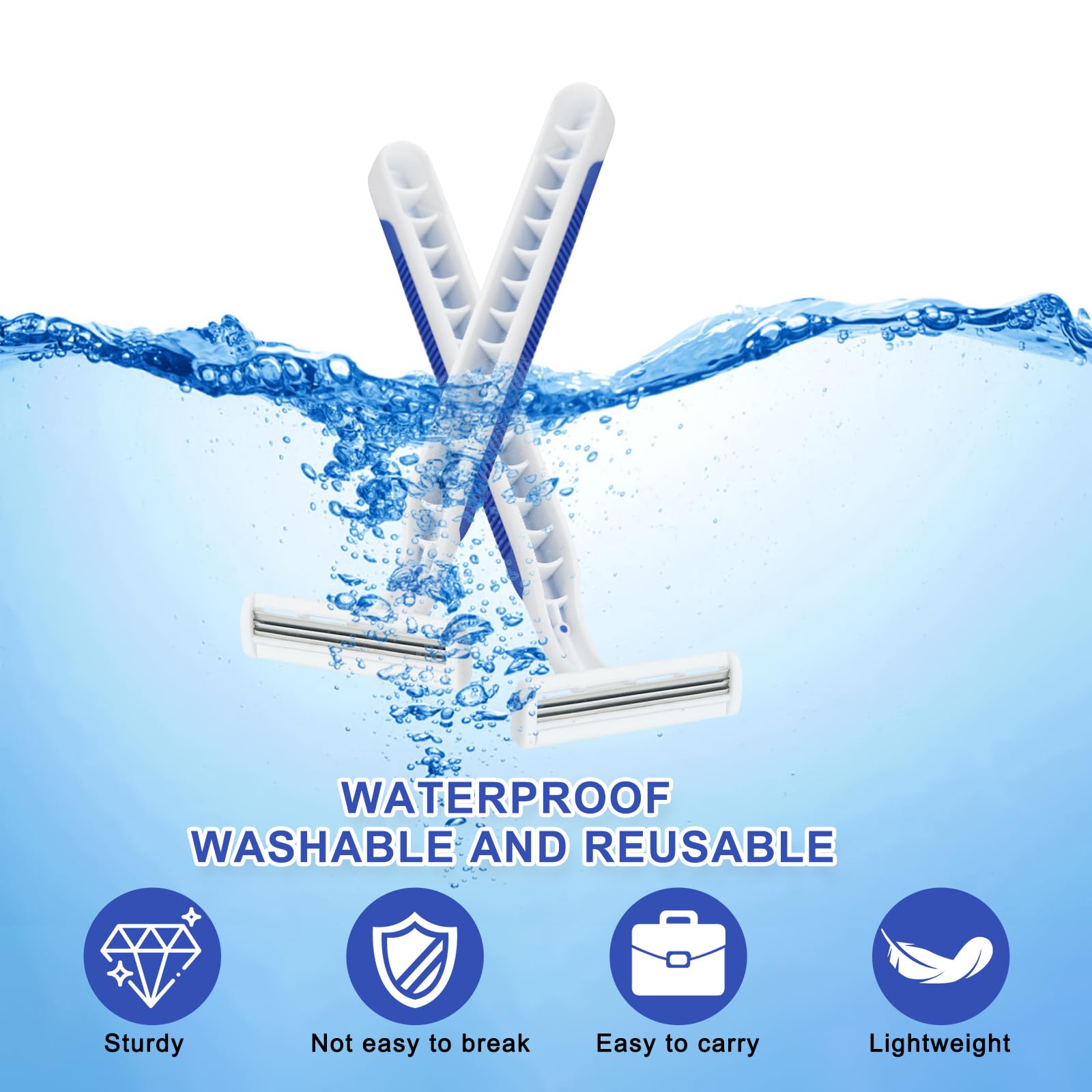 Xuezoioy Disposable Razors Bulk Pack of 50,Blue Travel Bulk Razors Single Use Individually Wrapped 3 Blade Men's Disposable Shaving Razors with Clear Cap for Homeless,Hotel,Charity,Air Bnb,Unisex