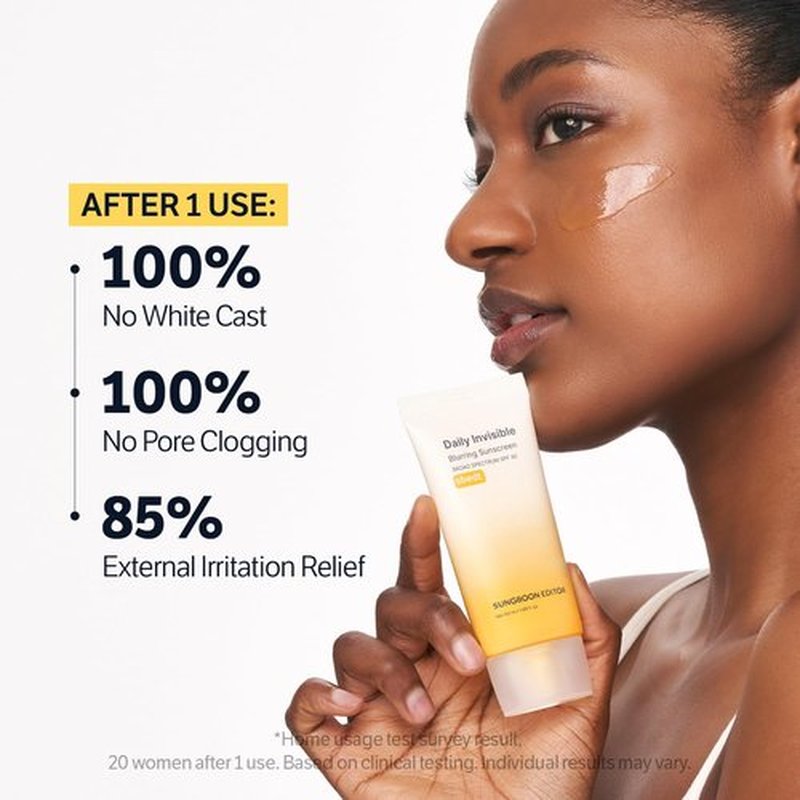 SUNGBOON EDITOR Daily Invisible Blurring Sunscreen with Broad Spectrum SPF 40 Invisible Sunscreen for Face, Makeup Primer spf, 50ml, 1.69 fl.oz, Oil Free, Weightless