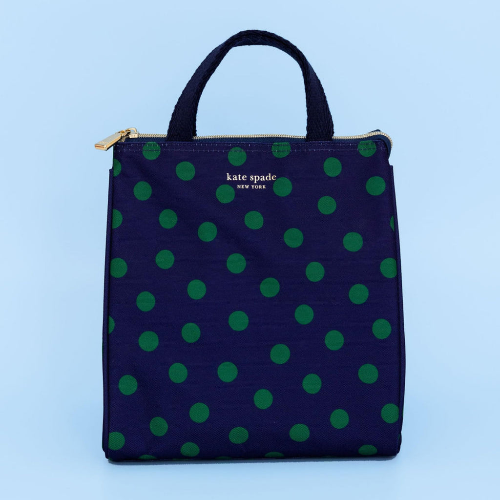 kate spade new york Portable Soft Cooler Lunch Bag, Thermal Tote with Insulated Interior Lining and Storage Pocket, Lunch Tote for Women, Sonnet Dot