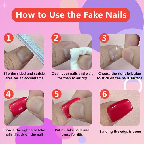 AddFavor 300pcs Coffin Press on Nails Medium Fake Nails Nude Pink Nails Glossy Ballerina Square Nail Press on Acrylic False Nail for Women Girls