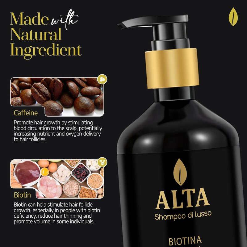 All Goods Alta Biotin + Caffeine Shampoo - DHT Blocker for Hair Loss & Thinning | 10oz Thickening Formula