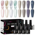 MEET ACROSS 8pcs Gel Nail Polish Set, Soak off UV LED Lamp Gel Nail Polish Cat Eye Set Home Gel Manicure Kit 7ml (Cat Eye + color Gel-3)