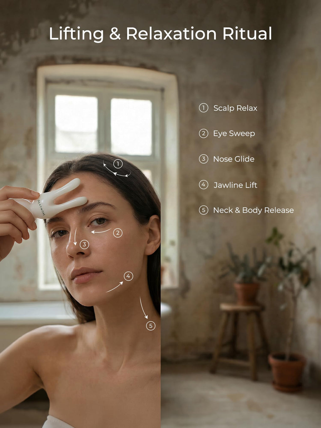 MATRÚM 6-in-1 Rabbit Ear Gua Sha Facial Tool for Scalp Massage & Jawline Sculpting, Unbreakable Resin Lymphatic Drainage Tool for Eye Depuffing & V-Line Lifting, Ergonomic Face Massager for Home Spa